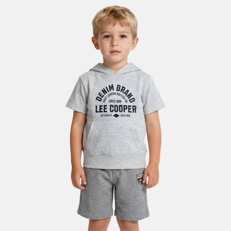 Ensemble sweat à capuche manches courtes et short garçon Bleu+Gris+Marine+Vert 4 - vertbaudet enfant 