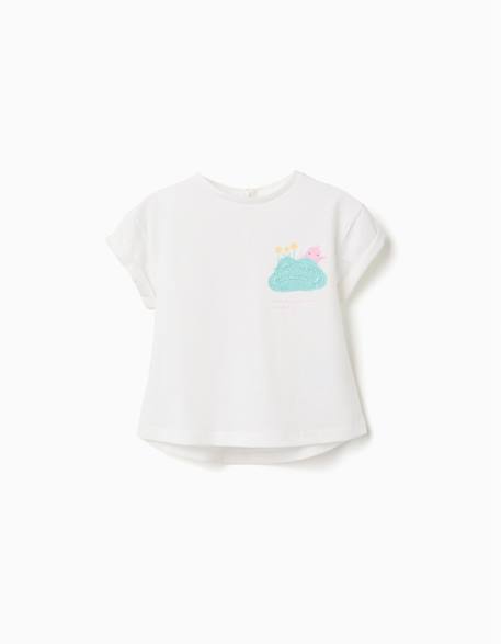 T-shirt en coton avec imprimé crochet sur la poitrine Blanc 1 - vertbaudet enfant 