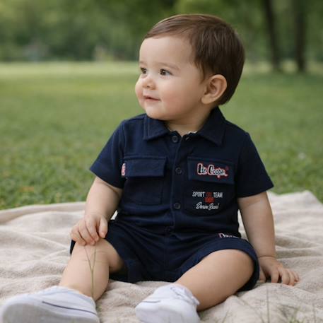 Ensemble chemiser et short  bébé   garçon imprimé  col chemise Gris+Kaki+Marine 14 - vertbaudet enfant 