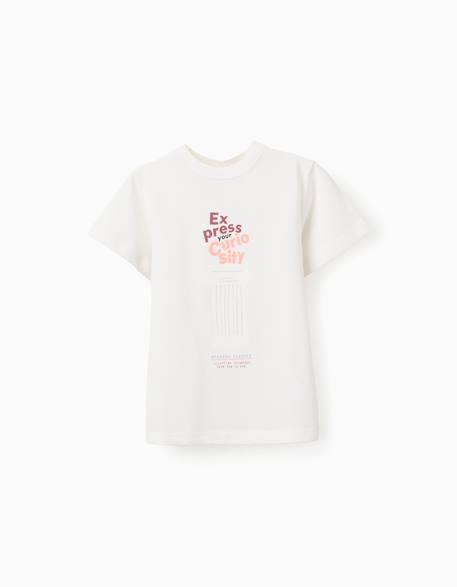 T-shirt en coton avec imprimé curiosity à l'avant Blanc 2 - vertbaudet enfant 