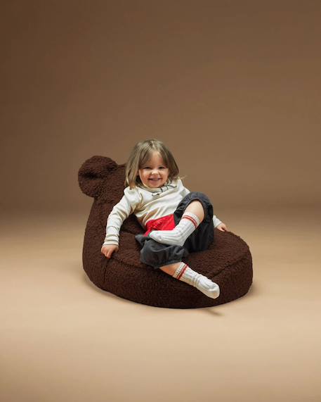 Pouf poire ours chambre enfant - fauteuil comfortable en teddy Biscuit+Cream white+Guava+Maple+Matcha+Warm hazel 34 - vertbaudet enfant 