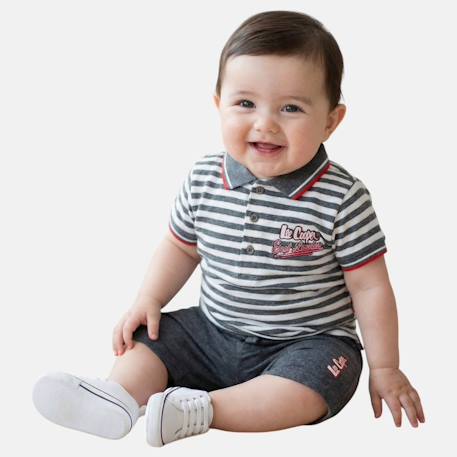Ensemble polo et short bébé garçon été Gris+Marine 1 - vertbaudet enfant 