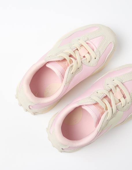 Baskets bi-matière à lacets superlight runner Rose clair 3 - vertbaudet enfant 