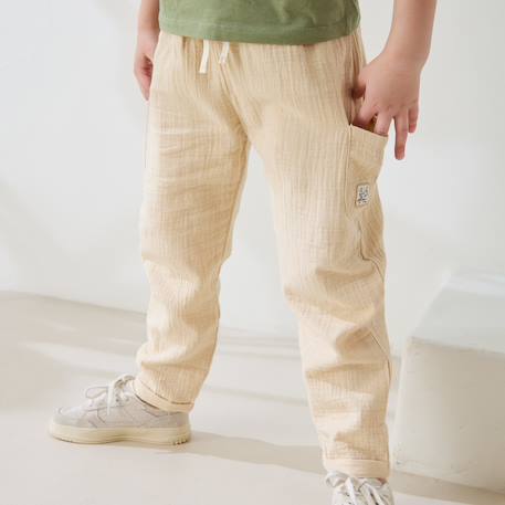 Pantalon enfant en gaze de coton gabin Sable 6 - vertbaudet enfant 