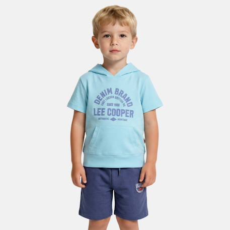 Ensemble sweat à capuche manches courtes et short garçon Bleu+Gris+Marine+Vert 1 - vertbaudet enfant 