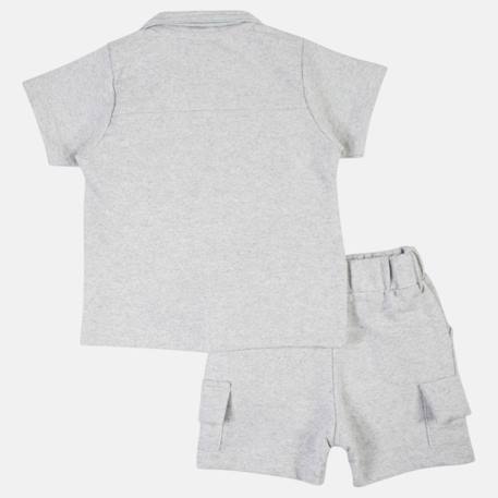 Ensemble chemiser et short  bébé   garçon imprimé  col chemise Gris+Kaki+Marine 4 - vertbaudet enfant 