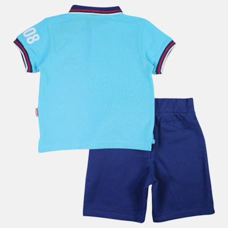 Ensemble polo et short  bébé   garçon imprimé  col chemise Bleu+Kaki+Orange 4 - vertbaudet enfant 