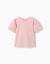 T-shirt en coton avec manches en broderie anglaise Beige clair+Rose clair 4 - vertbaudet enfant 