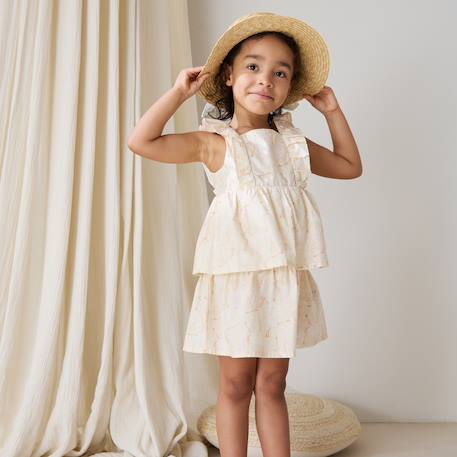 Robe enfant en popeline poésie d'été Vanille 5 - vertbaudet enfant 