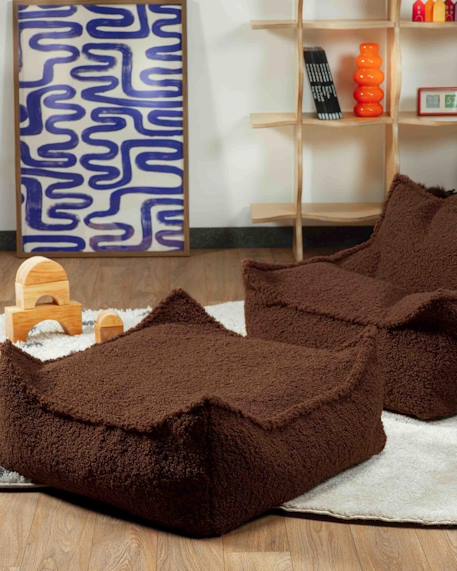 Pouf enfant ottoman carré - coussin de sol déhoussable en teddy Biscuit+Cream white+Guava+Maple+Matcha+Warm hazel 34 - vertbaudet enfant 