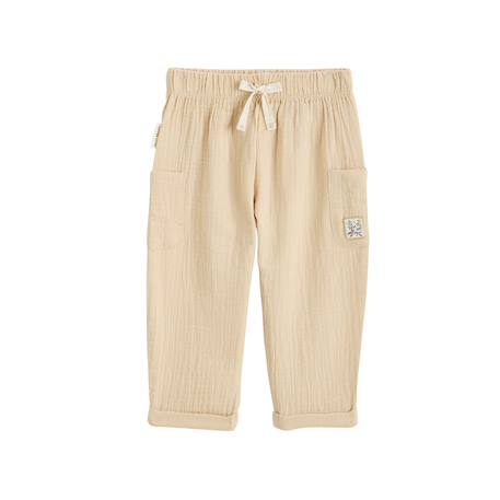 Pantalon enfant en gaze de coton gabin Sable 2 - vertbaudet enfant 