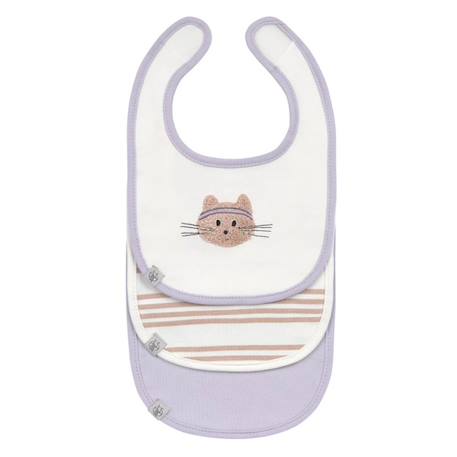 Lot de 3 bavoirs en coton 0-6 mois tiny team cat Multi-coloured 1 - vertbaudet enfant 