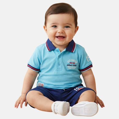 Bébé-Ensemble-Ensemble polo et short  bébé   garçon imprimé  col chemise