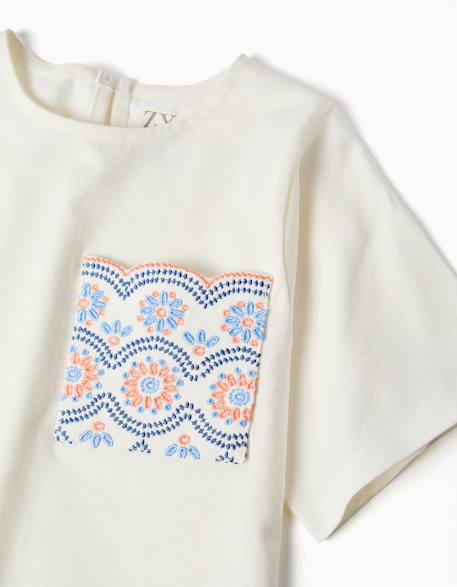 T-shirt en coton avec poche brodée Beige clair+Marrón 3 - vertbaudet enfant 