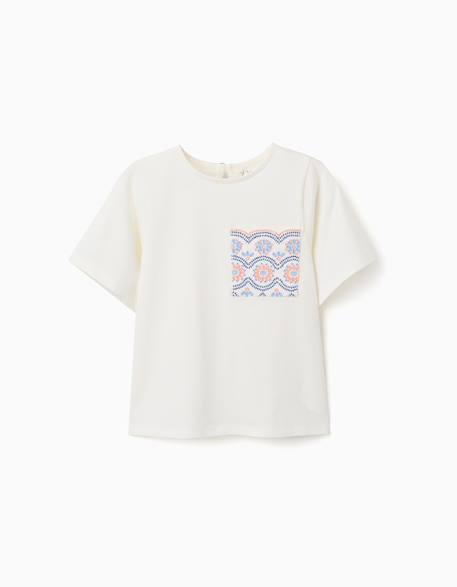 T-shirt en coton avec poche brodée Beige clair+Marrón 1 - vertbaudet enfant 