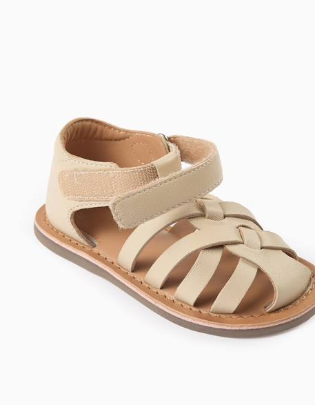 Sandales en cuir fermées avec lanières croisées Blanc 4 - vertbaudet enfant 
