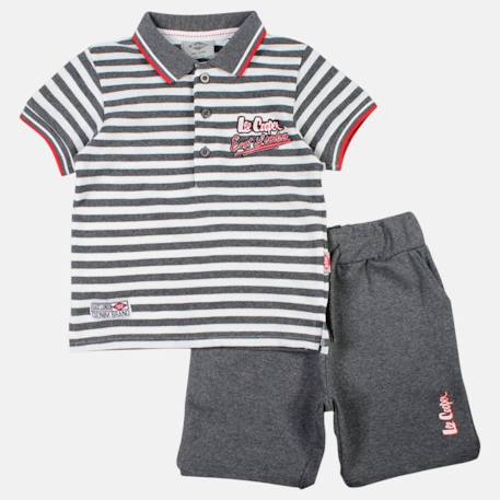 Ensemble polo et short bébé garçon été Gris+Marine 3 - vertbaudet enfant 