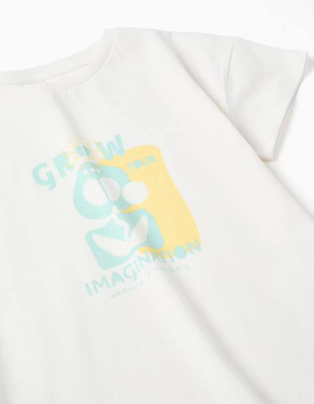 T-shirt en coton avec imprimé imagination Blanc 3 - vertbaudet enfant 