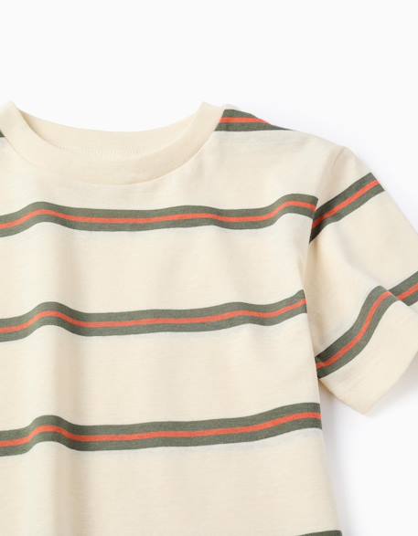 T-shirt en coton à rayures Beige clair 4 - vertbaudet enfant 