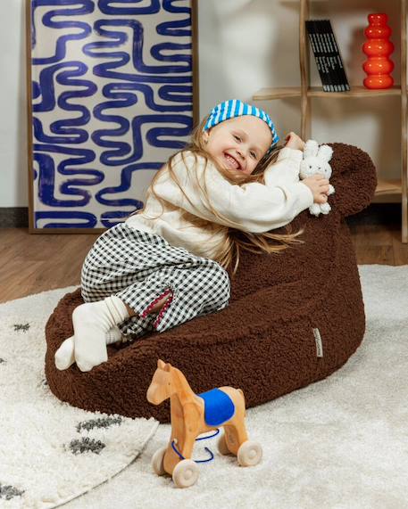 Pouf poire ours chambre enfant - fauteuil comfortable en teddy Biscuit+Cream white+Guava+Maple+Matcha+Warm hazel 30 - vertbaudet enfant 
