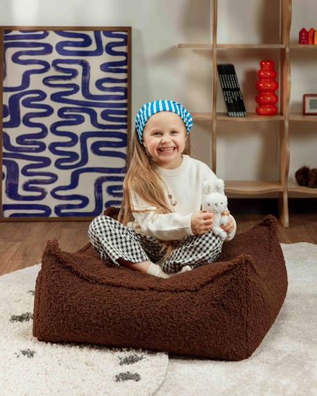 Pouf enfant ottoman carré - coussin de sol déhoussable en teddy Biscuit+Cream white+Guava+Maple+Matcha+Warm hazel 31 - vertbaudet enfant 