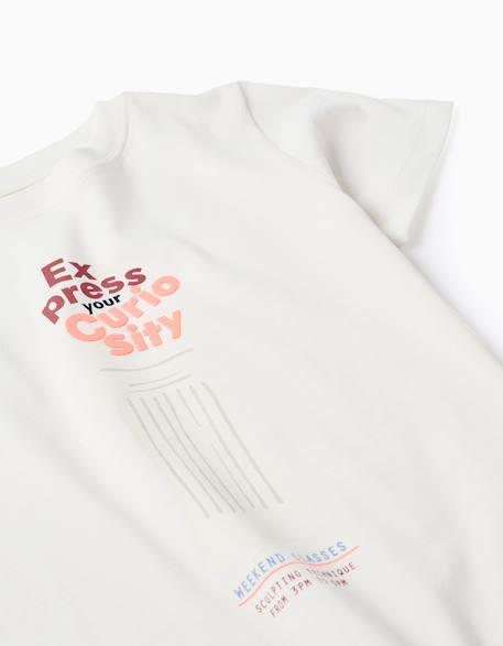 T-shirt en coton avec imprimé curiosity à l'avant Blanc 4 - vertbaudet enfant 