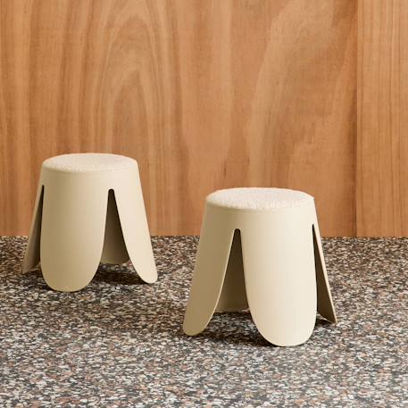 Lot de 2 tabourets empilables enfant polypropylène et bouclette texturée - niki kids Beige+Moutarde+Noir+Rose pâle+Terracotta+Vert céladon 4 - vertbaudet enfant 