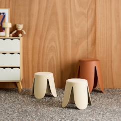 Chambre et rangement-Lot de 2 tabourets empilables enfant polypropylène et bouclette texturée - niki kids