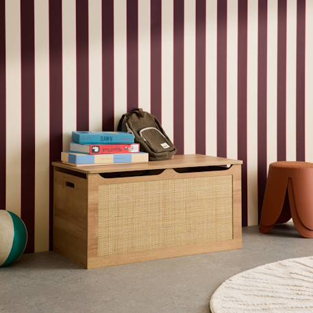 Coffre à jouets décor bois cannage, couvercle, poignées latérales pour chambre enfant Naturel 4 - vertbaudet enfant 