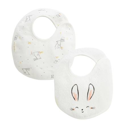 Lot de 2 bavoirs bébé hello baby Ecru 2 - vertbaudet enfant 
