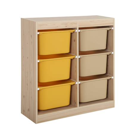Meuble de rangement enfant 6 bacs de rangement en plastique colorés - sora Moutarde+Vert olive 2 - vertbaudet enfant 