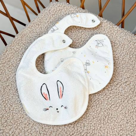 Lot de 2 bavoirs bébé hello baby Ecru 6 - vertbaudet enfant 