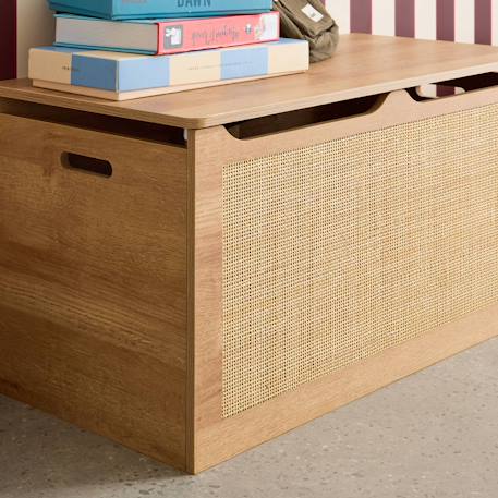 Coffre à jouets décor bois cannage, couvercle, poignées latérales pour chambre enfant Naturel 5 - vertbaudet enfant 