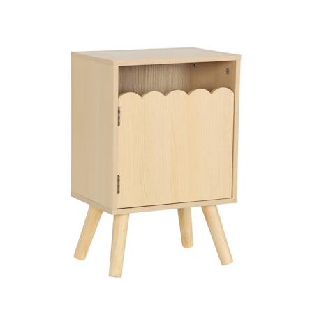 Table de chevet enfant décor bois 1 porte, pieds bois de pin - 34 x 23,5 x 52 cm  - azur Blanc+Naturel+Rose+Vert 8 - vertbaudet enfant 