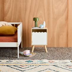Chambre et rangement-Table de chevet enfant décor bois 1 porte, pieds bois de pin - 34 x 23,5 x 52 cm  - azur
