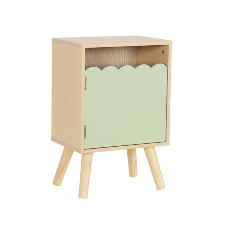 Table de chevet enfant décor bois 1 porte, pieds bois de pin - 34 x 23,5 x 52 cm  - azur Blanc+Naturel+Rose+Vert 20 - vertbaudet enfant 
