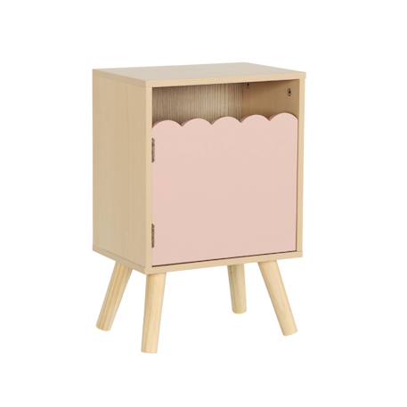 Table de chevet enfant décor bois 1 porte, pieds bois de pin - 34 x 23,5 x 52 cm  - azur Blanc+Naturel+Rose+Vert 14 - vertbaudet enfant 