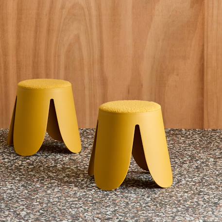 Lot de 2 tabourets empilables enfant polypropylène et bouclette texturée - niki kids Beige+Moutarde+Noir+Rose pâle+Terracotta+Vert céladon 9 - vertbaudet enfant 