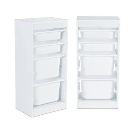 Meuble de rangement enfant 4 bacs de rangement, 41,5 x 30 x 89cm (lot de 2) Blanc+Naturel 2 - vertbaudet enfant 