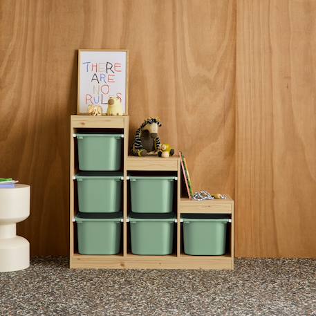 Meuble de rangement enfant escalier 6 bacs de rangement décor bois naturel - sora Beige+Vert de gris 7 - vertbaudet enfant 