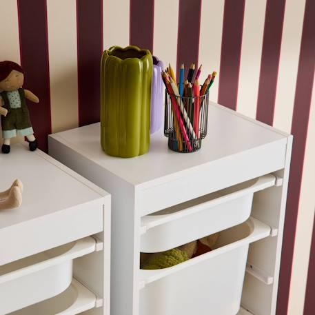 Meuble de rangement enfant 4 bacs de rangement, 41,5 x 30 x 89cm (lot de 2) Blanc+Naturel 5 - vertbaudet enfant 