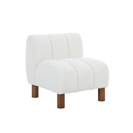 Fauteuil enfant pieds arrondis bois d'hévéa et bouclette l 47 x p 56,5 x h 52,5cm - angel Blanc+Kaki 2 - vertbaudet enfant 