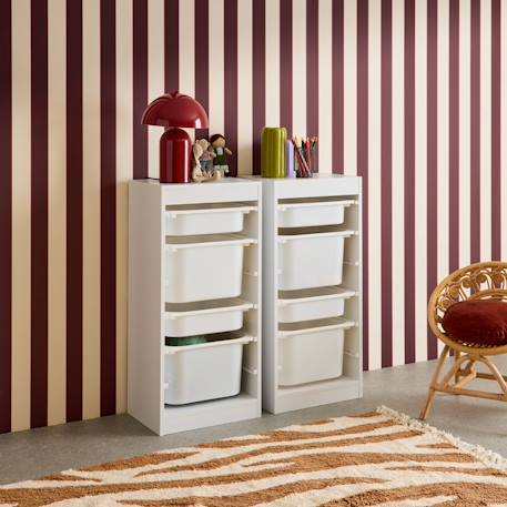 Meuble de rangement enfant 4 bacs de rangement, 41,5 x 30 x 89cm (lot de 2) Blanc+Naturel 3 - vertbaudet enfant 