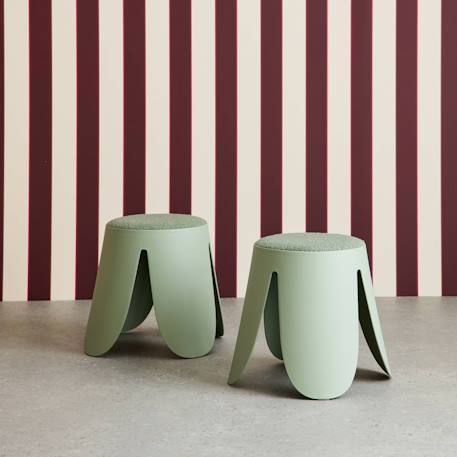 Lot de 2 tabourets empilables enfant polypropylène et bouclette texturée - niki kids Beige+Moutarde+Noir+Rose pâle+Terracotta+Vert céladon 35 - vertbaudet enfant 