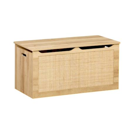 Coffre à jouets décor bois cannage, couvercle, poignées latérales pour chambre enfant Naturel 2 - vertbaudet enfant 