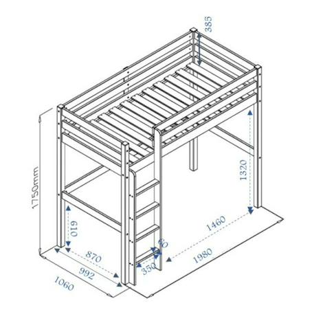 Lit mezzanine bois massif aaron Blanc+Bois naturel 4 - vertbaudet enfant 