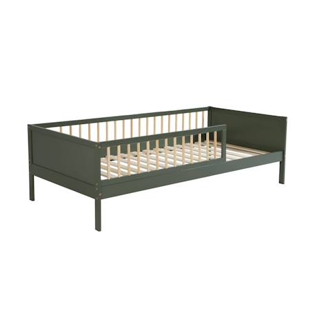 Lit enfant 90 x 190 cm pin naturel sommier à lattes inclus vert et blanc - elio Blanc+Vert 8 - vertbaudet enfant 