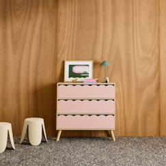 Chambre et rangement-Commode enfant décor bois 3 tiroirs, pieds bois de pin - 80 x 30 x 79 cm - azur