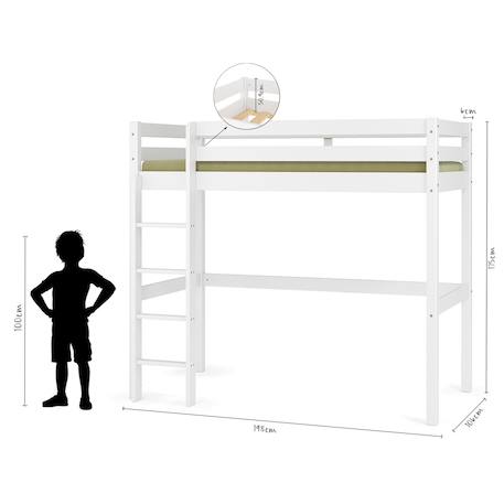 Pack lit mezzanine avec matelas bois massif aaron Blanc+Bois naturel 6 - vertbaudet enfant 