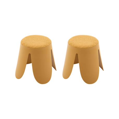 Lot de 2 tabourets empilables enfant polypropylène et bouclette texturée - niki kids Beige+Moutarde+Noir+Rose pâle+Terracotta+Vert céladon 8 - vertbaudet enfant 